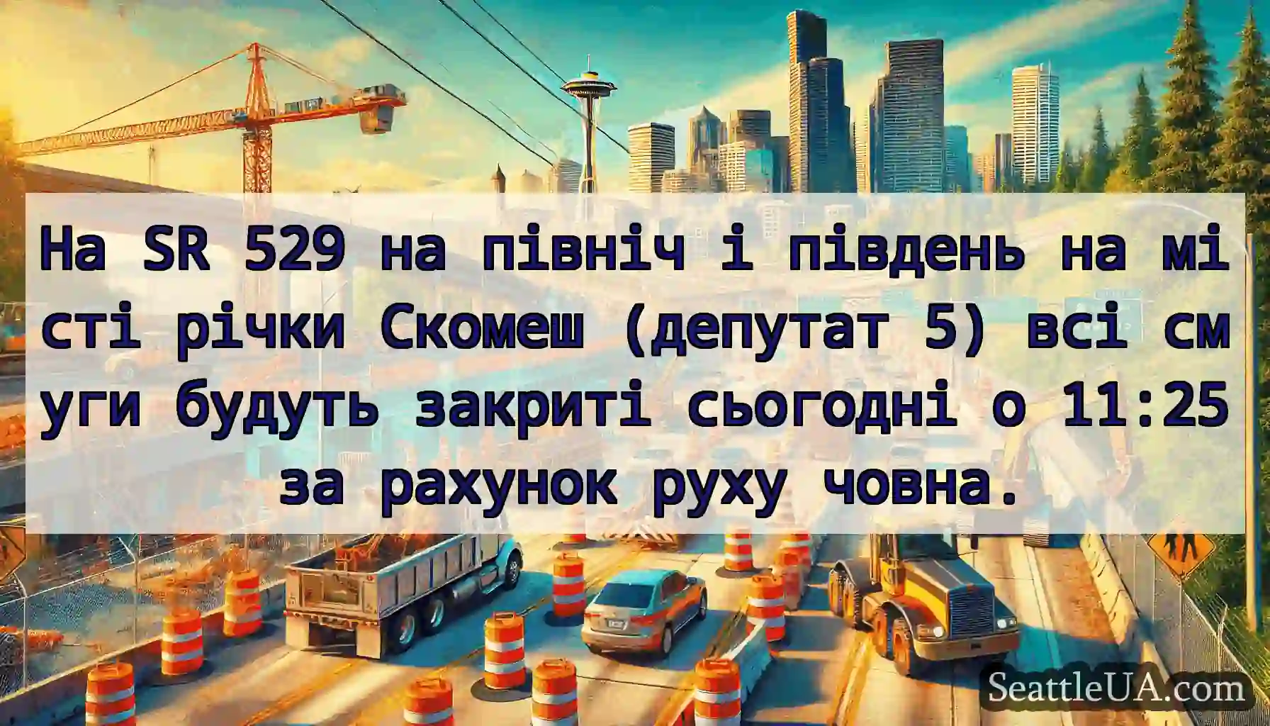 На SR 529 на північ і південь на місті річки