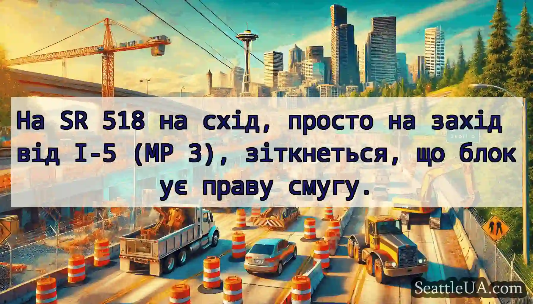 На SR 518 на схід, просто на захід від I-5 (MP