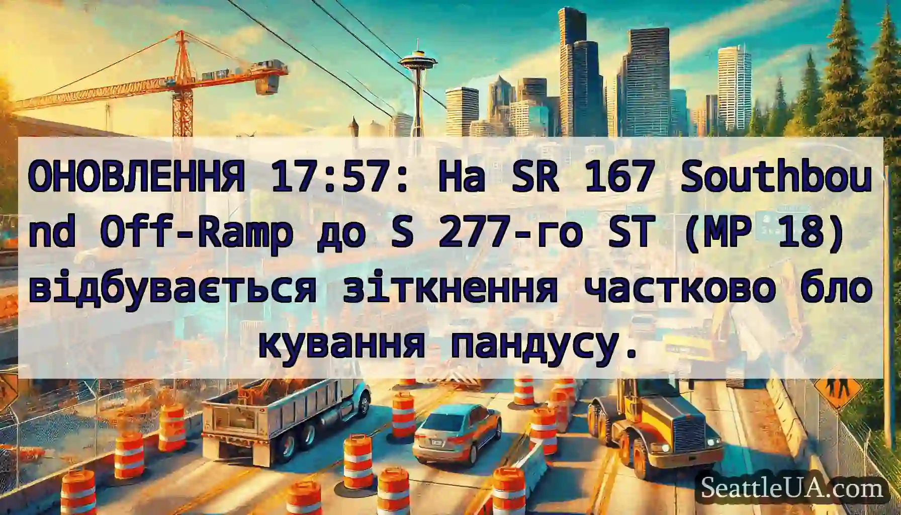 ОНОВЛЕННЯ 17:57: На SR 167 Southbound Off-Ramp до
