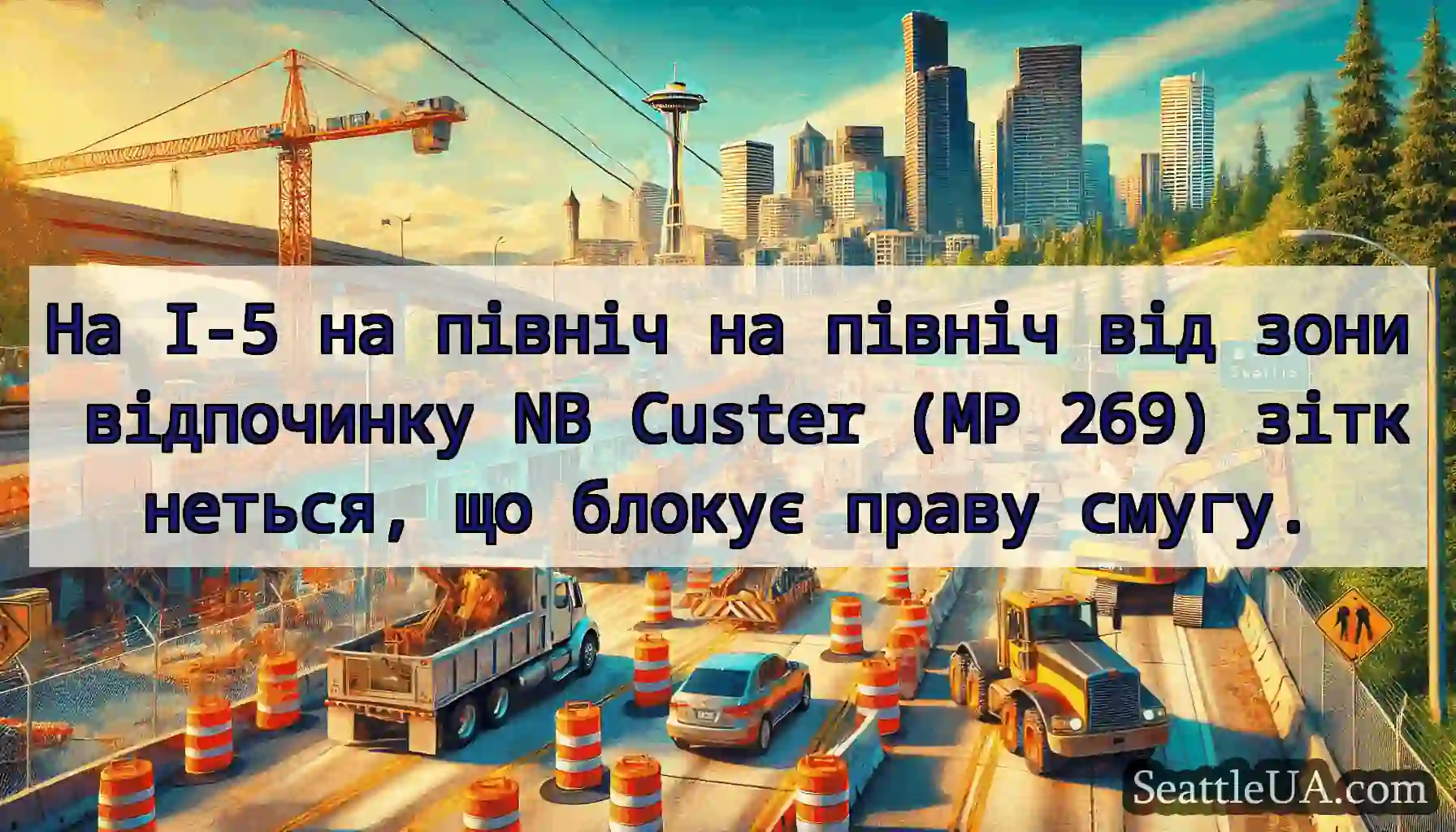На I-5 на північ на північ від зони відпочинку NB