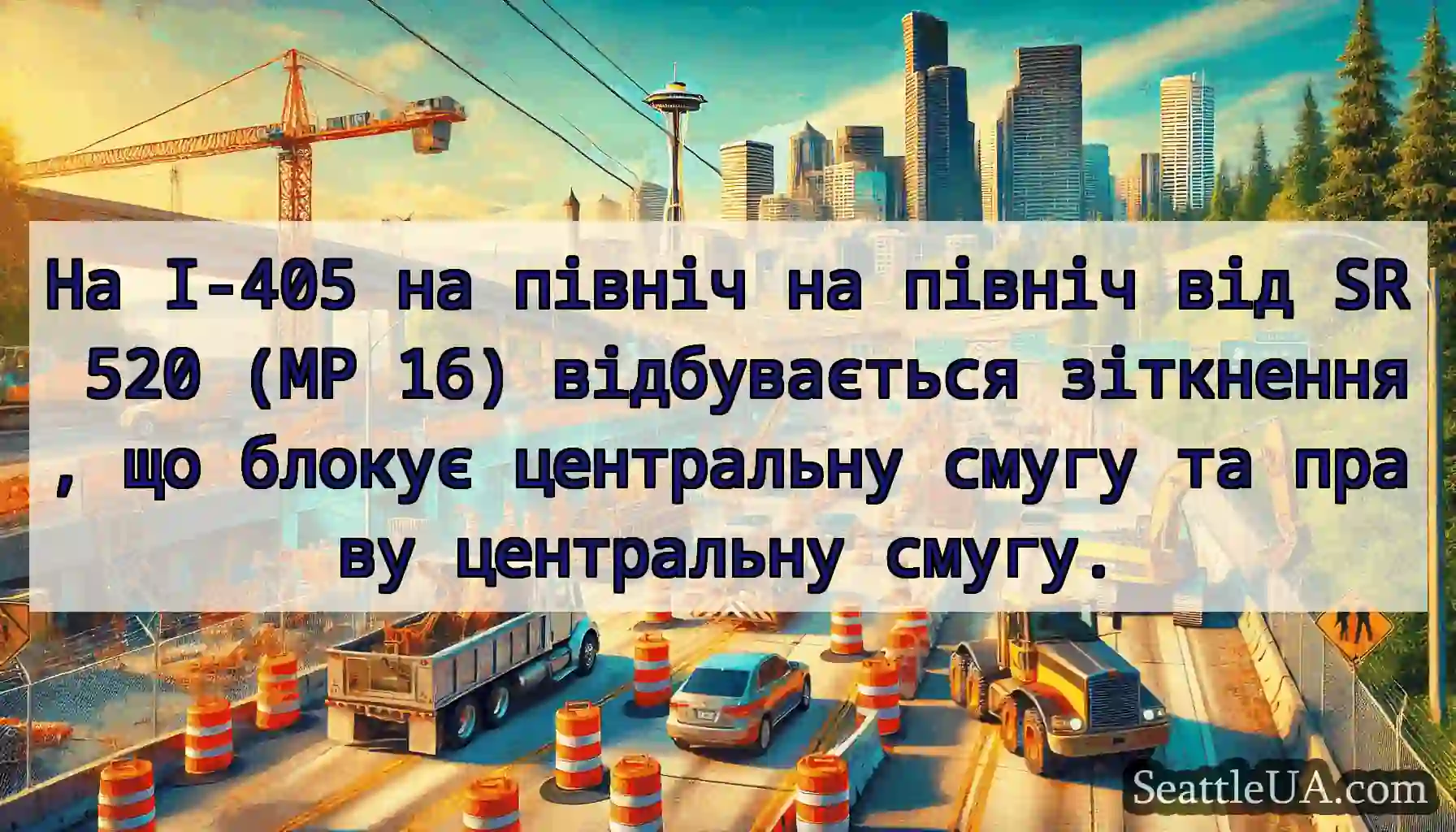 На I-405 на північ на північ від SR 520 (MP 16)