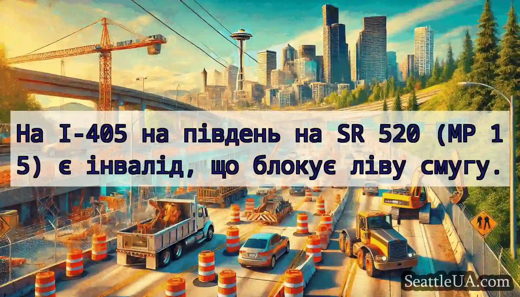 На I-405 на південь на SR 520 (MP 15) є інвалід,