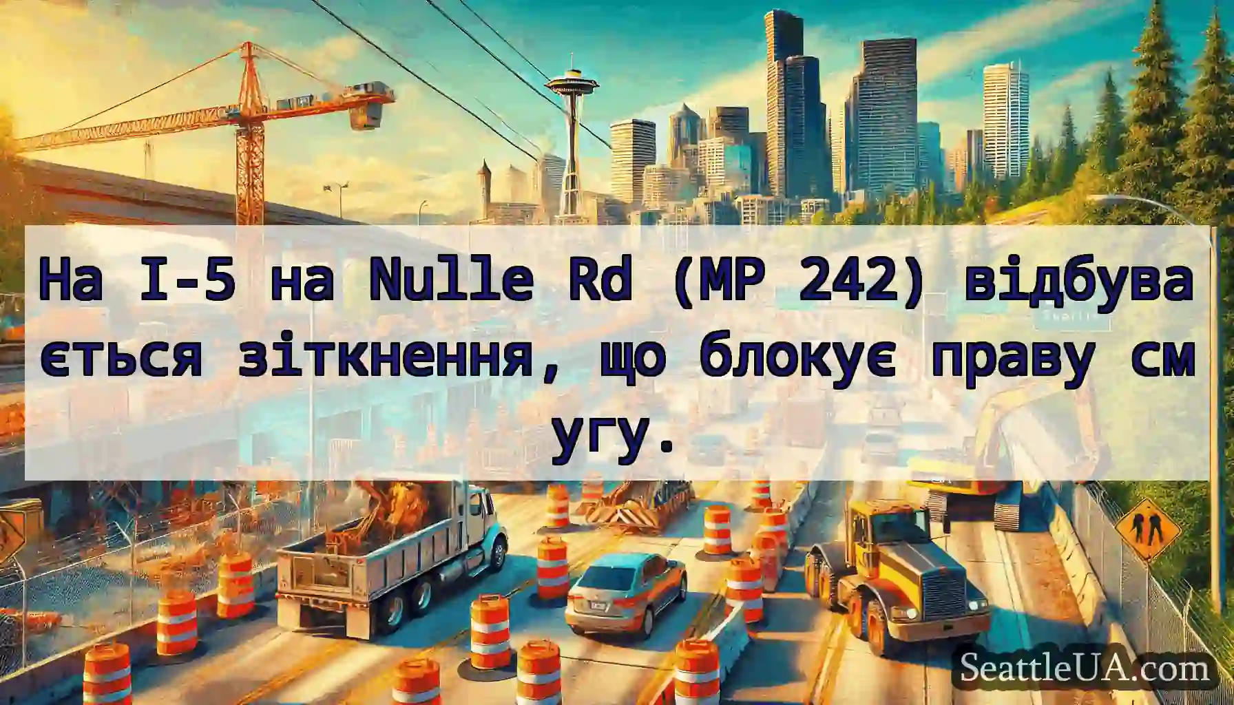 На I-5 на Nulle Rd (MP 242) відбувається