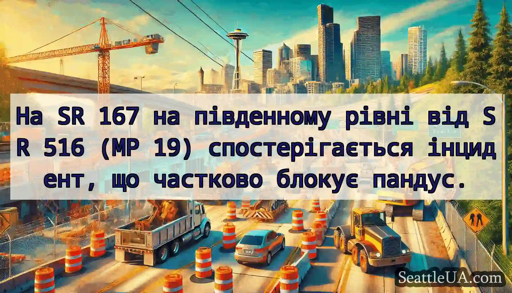 На SR 167 на південному рівні від SR 516 (MP 19)