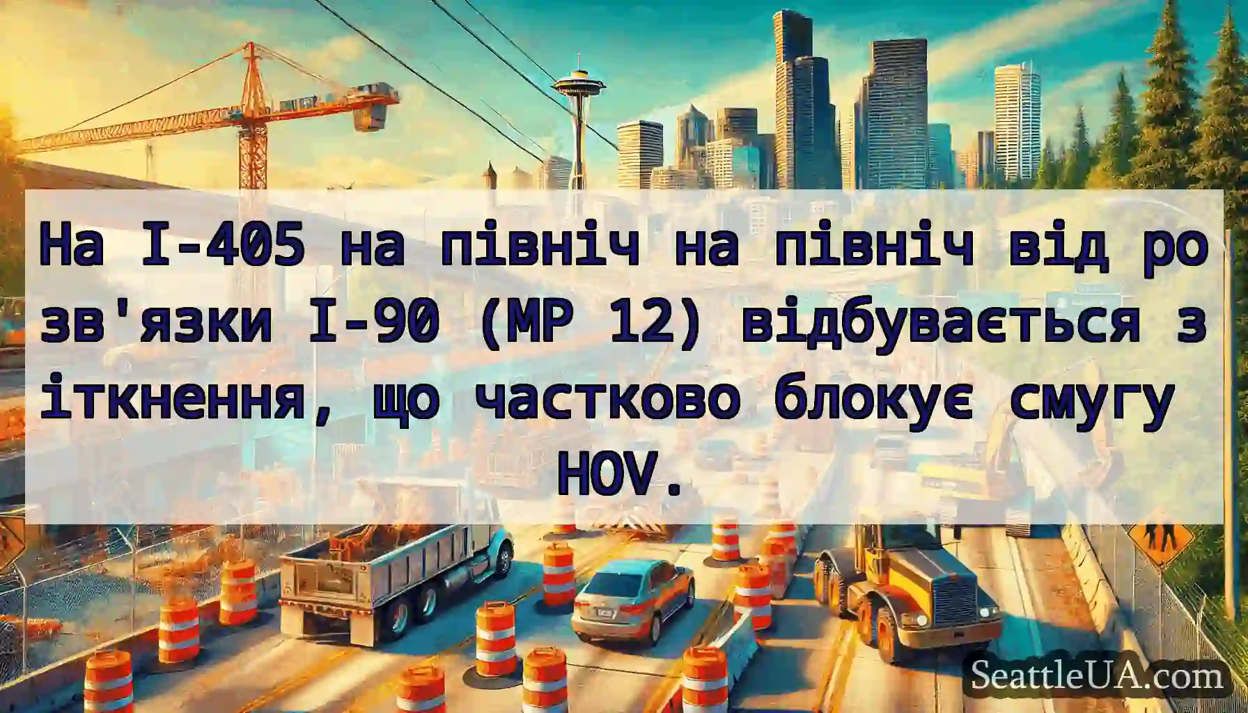 На I-405 на північ на північ від розв'язки I-90