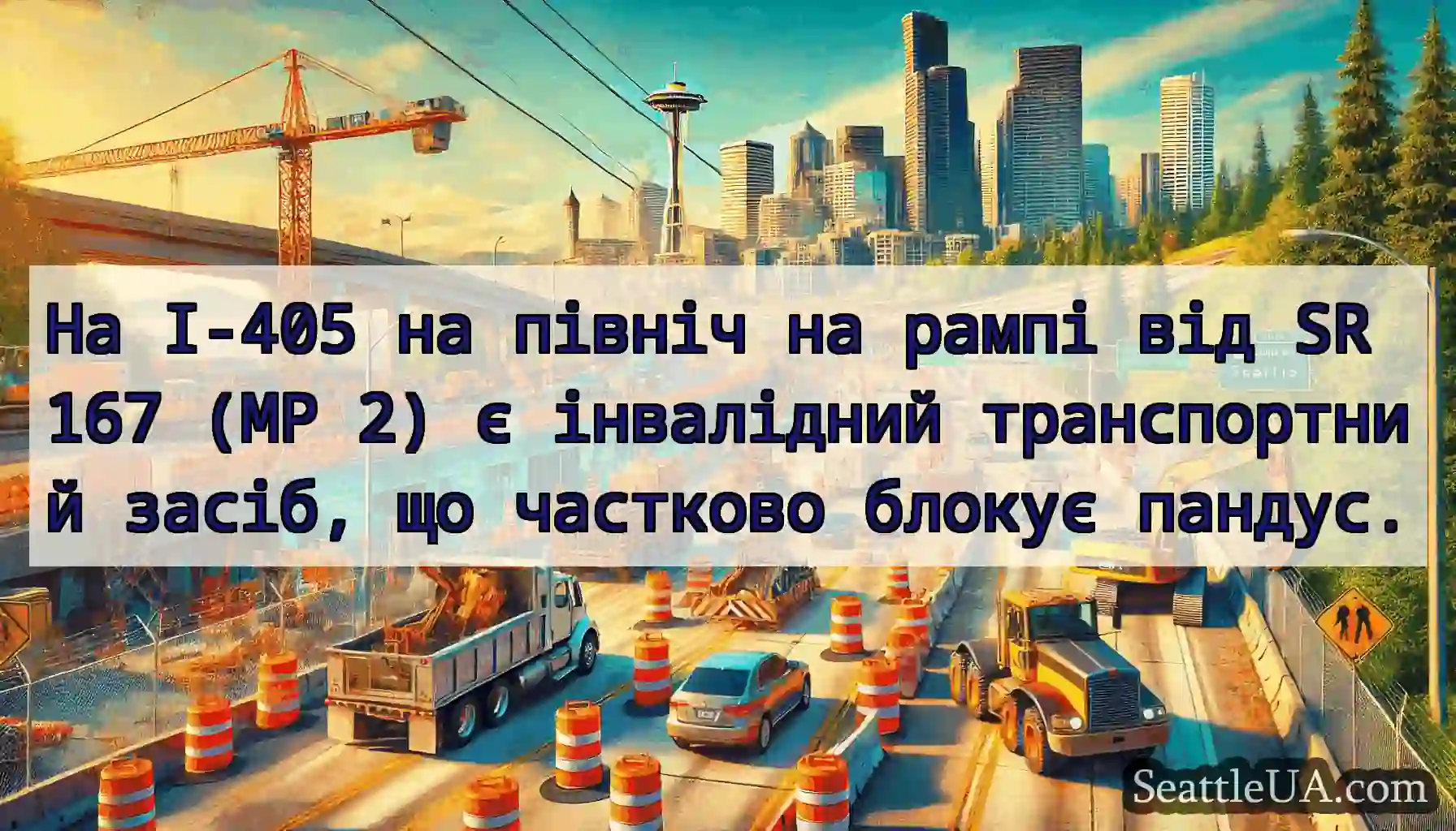 На I-405 на північ на рампі від SR 167 (MP 2) є