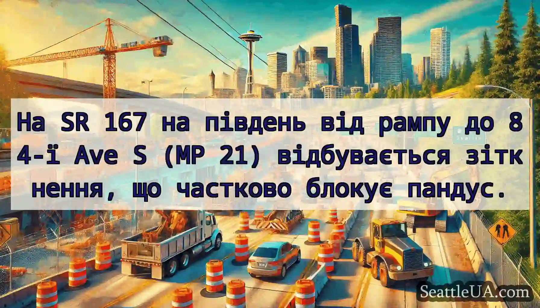 На SR 167 на південь від рампу до 84-ї Ave S (MP