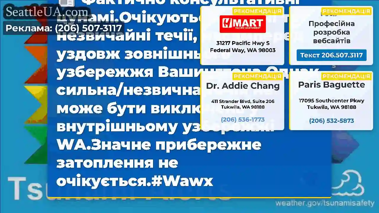 Фактично консультативні цунамі.Очікуються сильні
