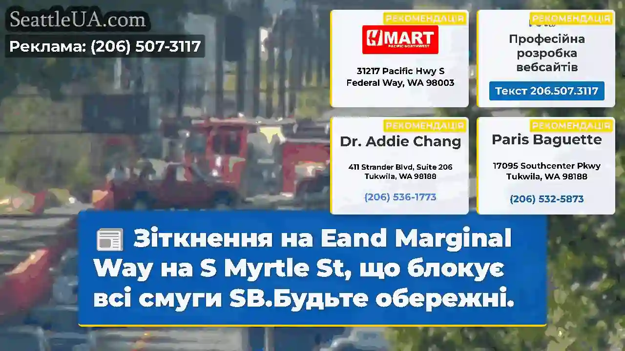 Зіткнення на Eand Marginal Way на S Myrtle St, що