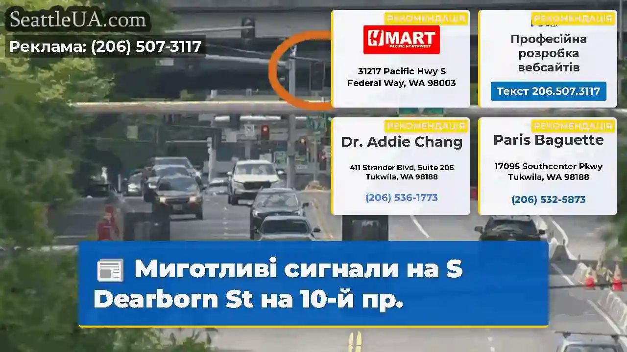 Миготливі сигнали на S Dearborn St на 10-й пр.