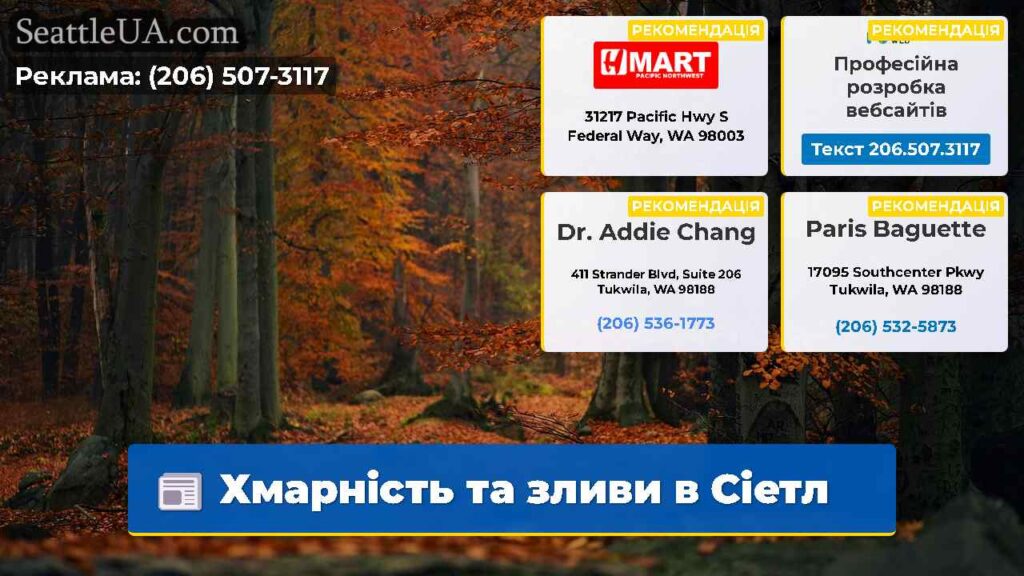 Хмарність та зливи в Сіетл