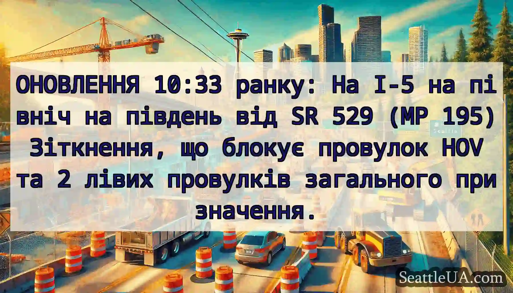 ОНОВЛЕННЯ 10:33 ранку: На I-5 на північ на
