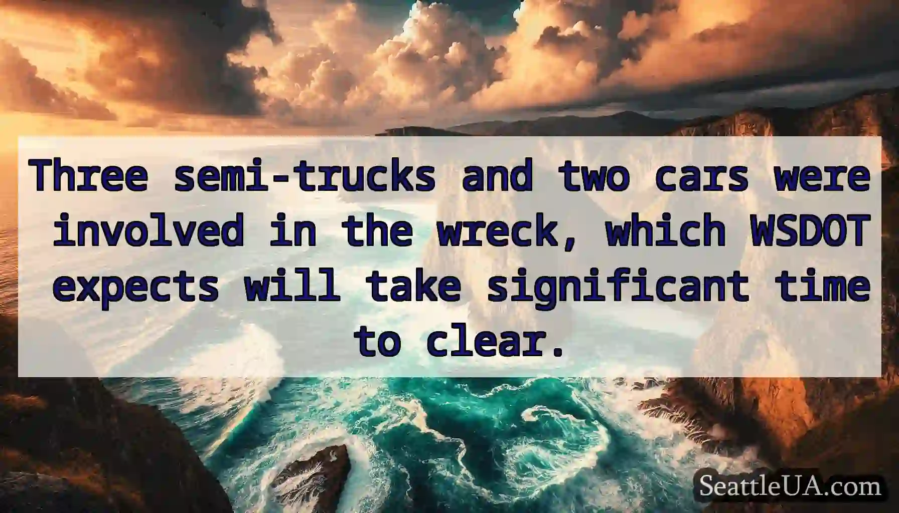 Three semi-trucks and two cars were involved in