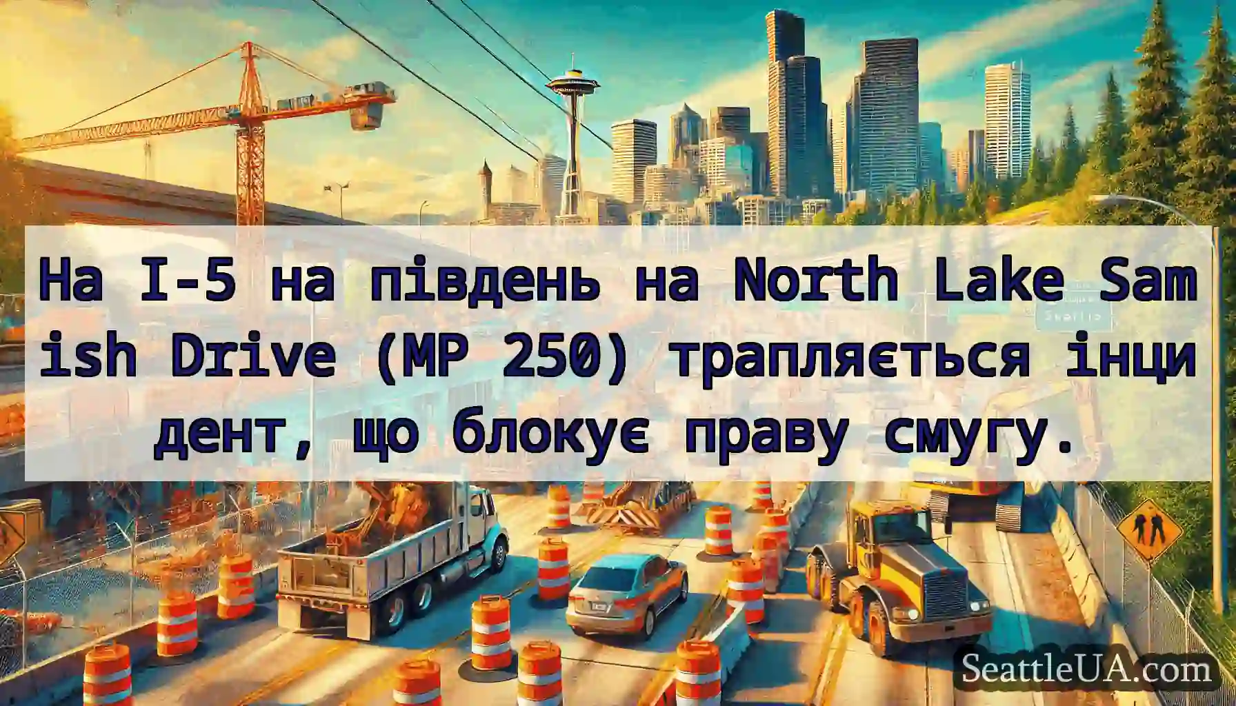 На I-5 на південь на North Lake Samish Drive (MP