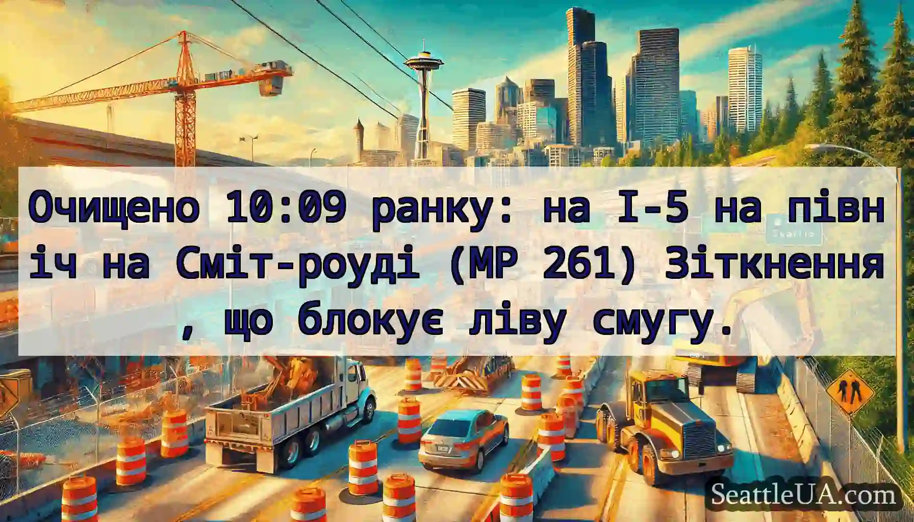 Очищено 10:09 ранку: на I-5 на північ на