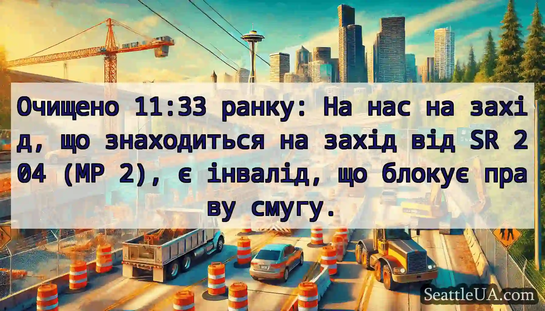 Очищено 11:33 ранку: На нас на захід, що