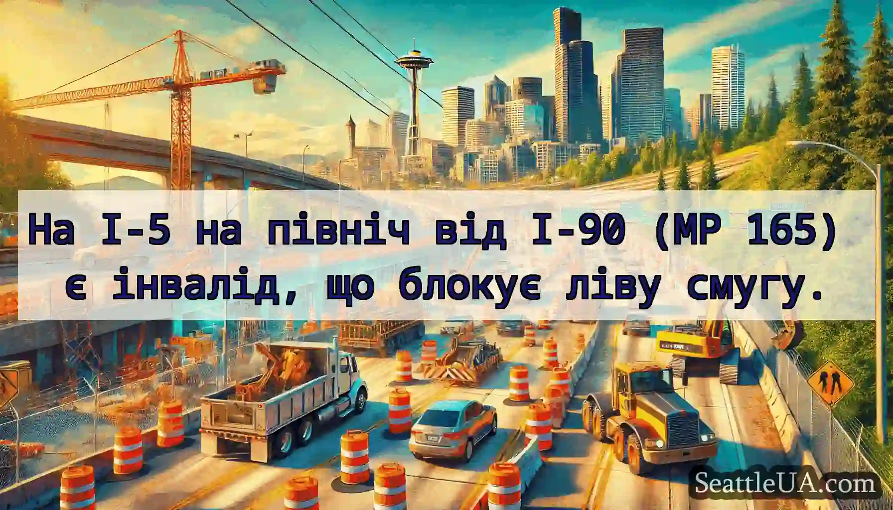 На I-5 на північ від I-90 (MP 165) є інвалід, що