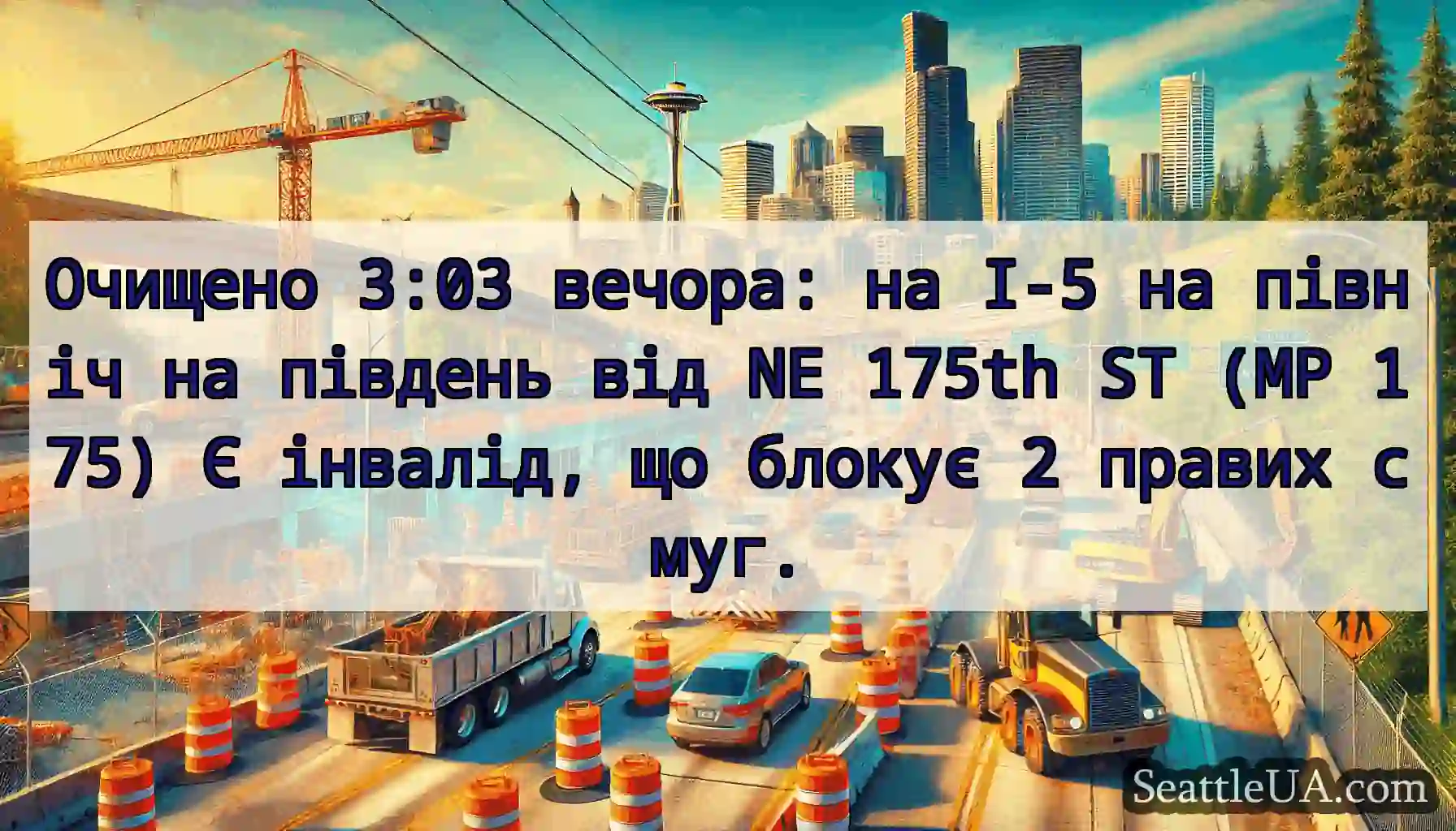 Очищено 3:03 вечора: на I-5 на північ на південь