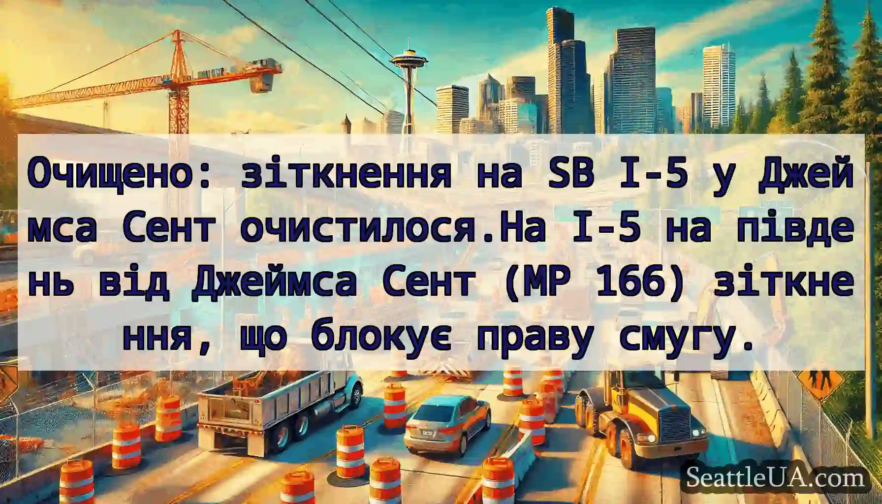 Очищено: зіткнення на SB I-5 у Джеймса Сент