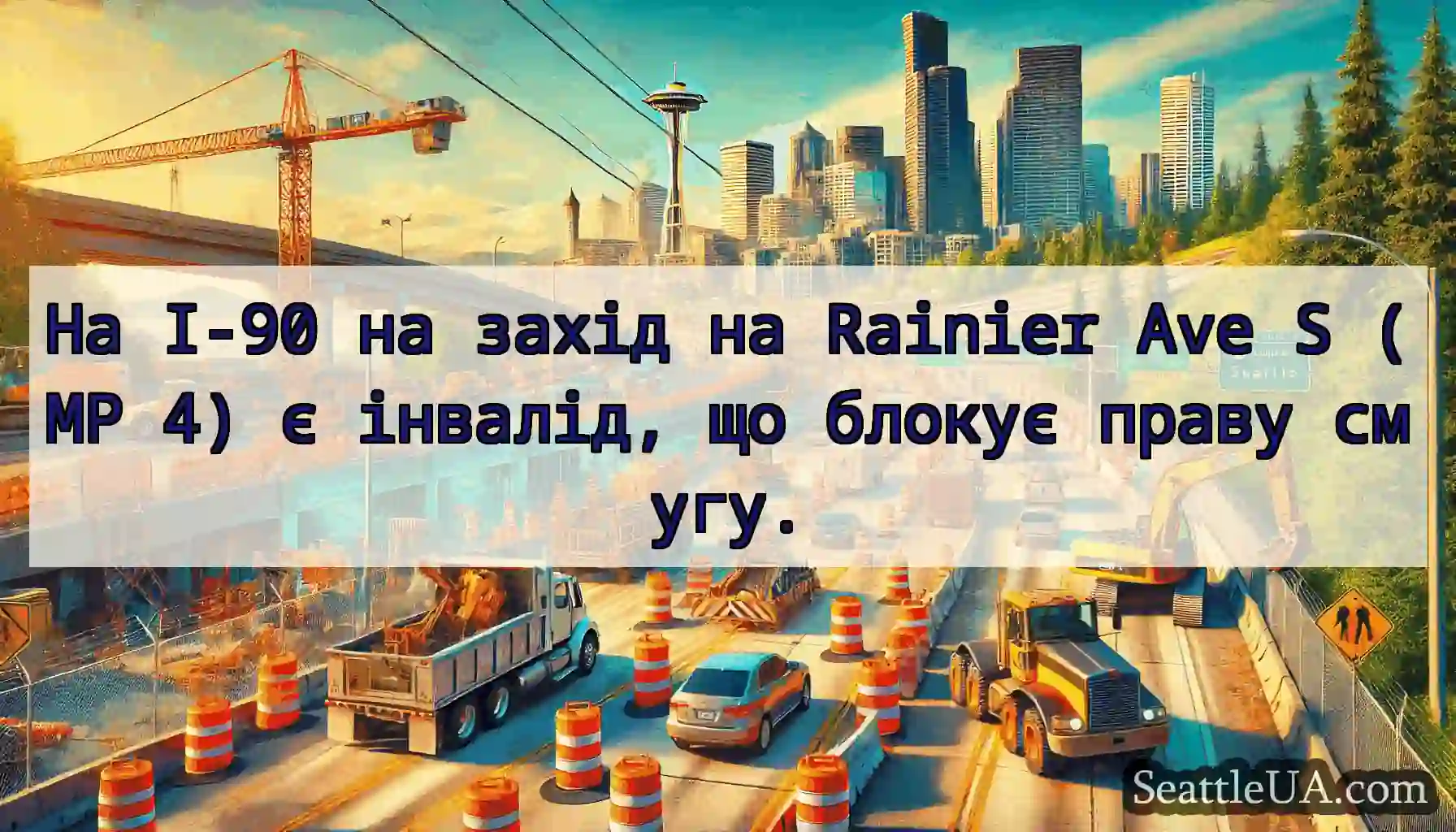 На I-90 на захід на Rainier Ave S (MP 4) є