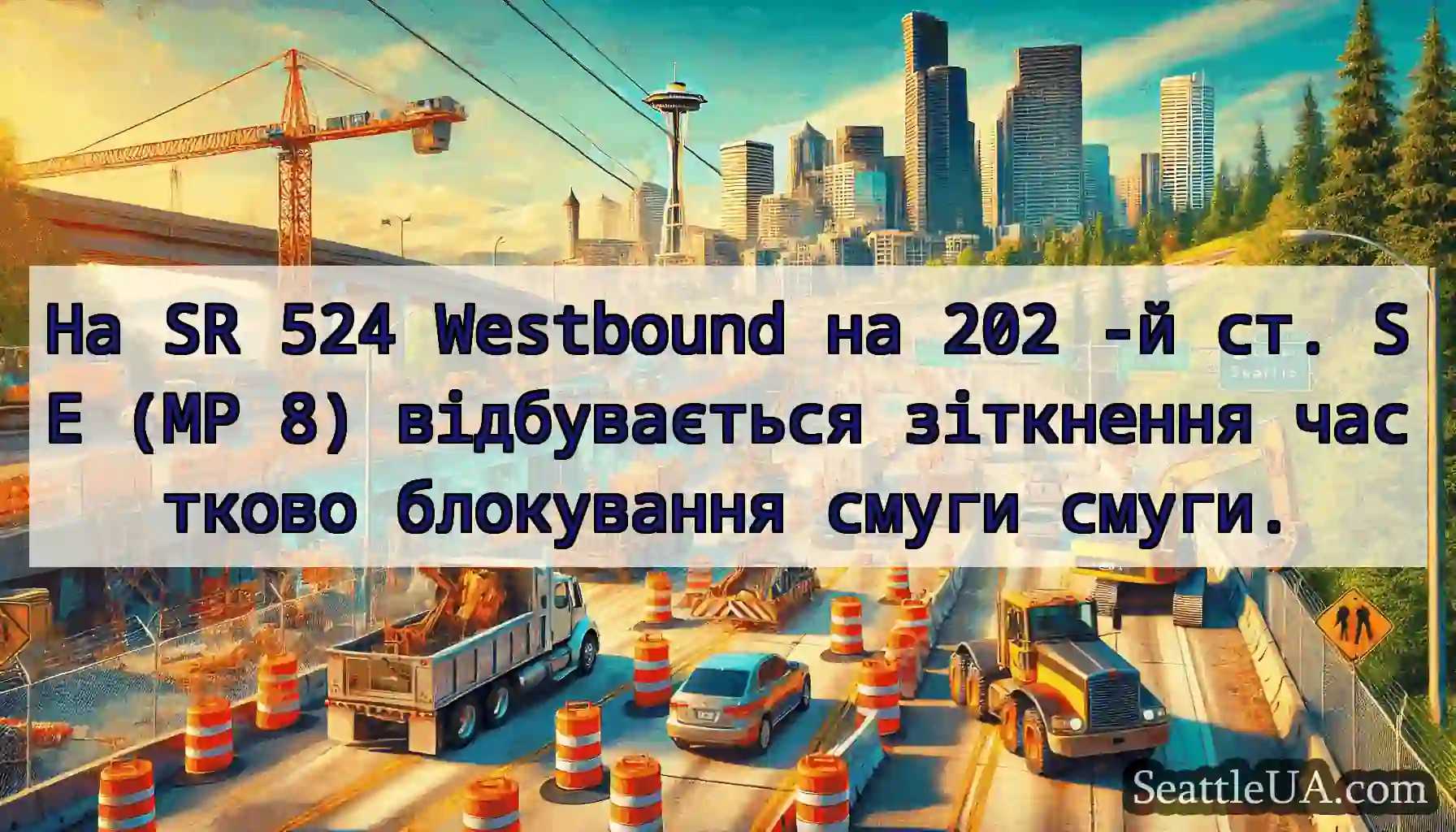 На SR 524 Westbound на 202 -й ст. SE (MP 8)