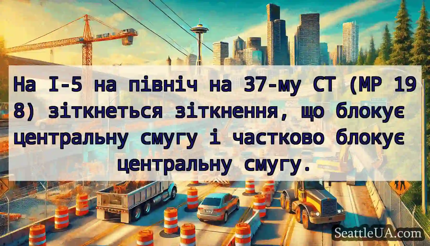 На I-5 на північ на 37-му СТ (MP 198) зіткнеться