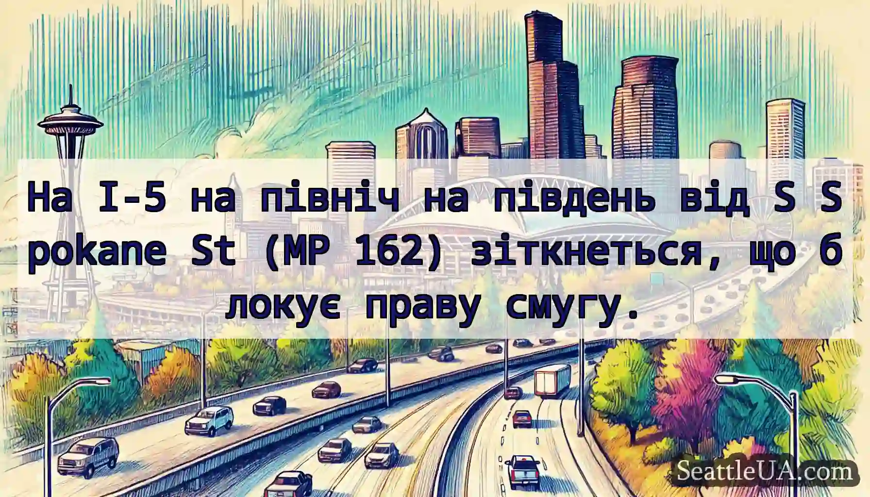 На I-5 на північ на південь від S Spokane St (MP