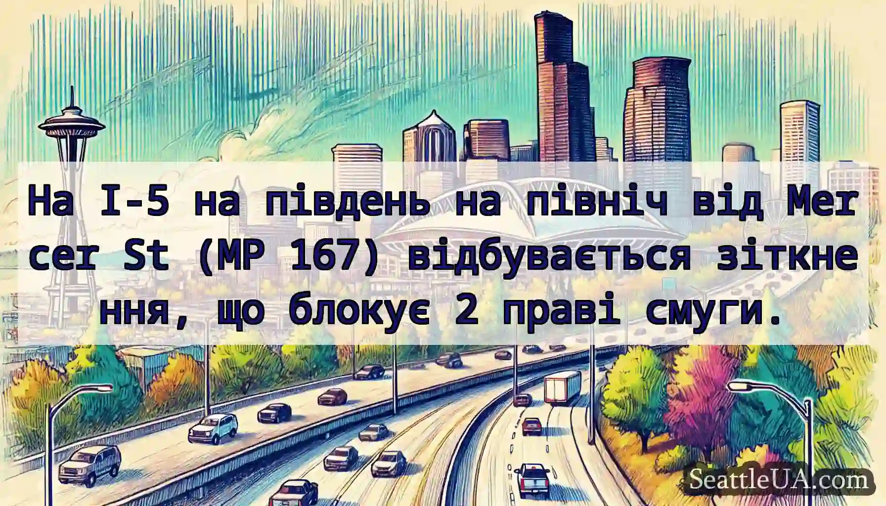 На I-5 на південь на північ від Mercer St (MP