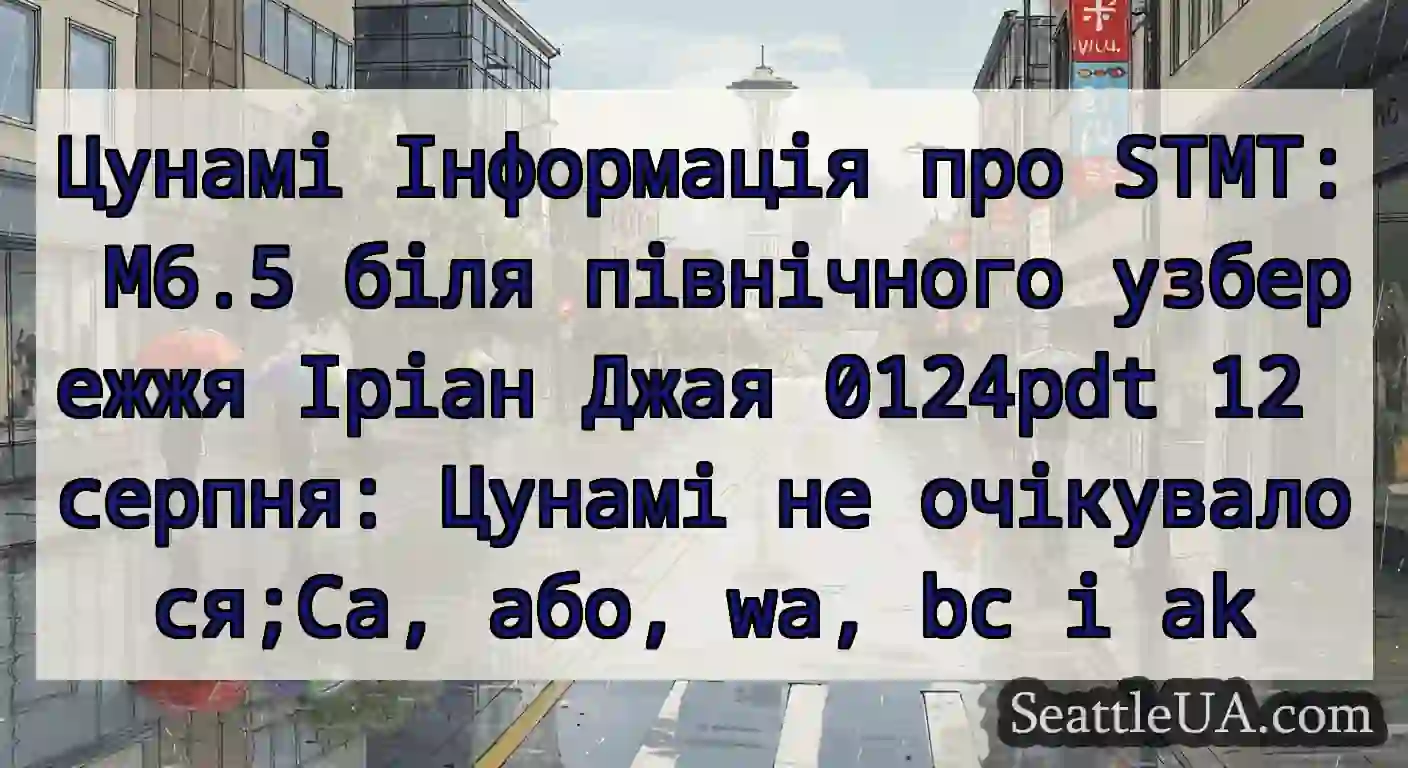 Цунамі Інформація про STMT: M6.5 біля північного