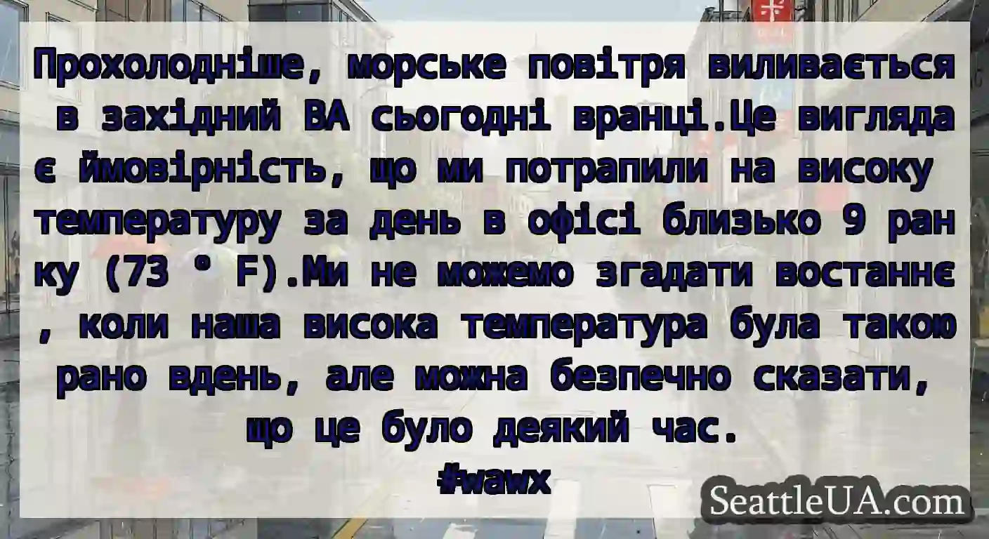 Прохолодніше, морське повітря виливається в