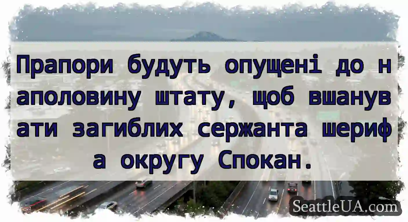 Прапори будуть опущені до наполовину штату, щоб
