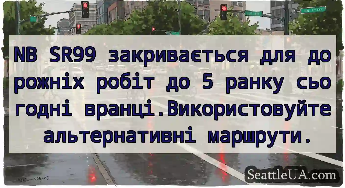 NB SR99 закривається для дорожніх робіт до 5