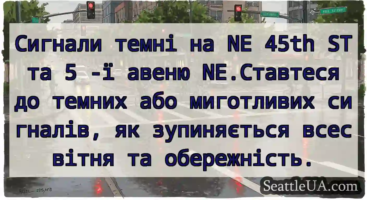 Сигнали темні на NE 45th ST та 5 -ї авеню
