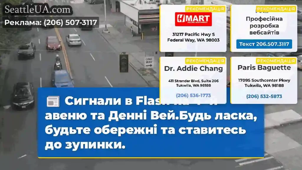 Сигнали в Flash на 4 -й авеню та Денні Вей.Будь