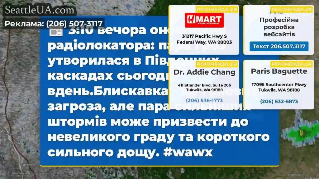 3:10 вечора оновлення радіолокатора: пара гроз