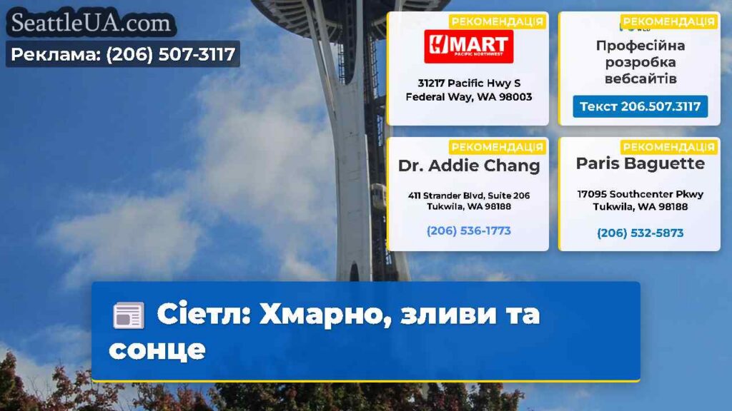 Сіетл: Хмарно, зливи та сонце