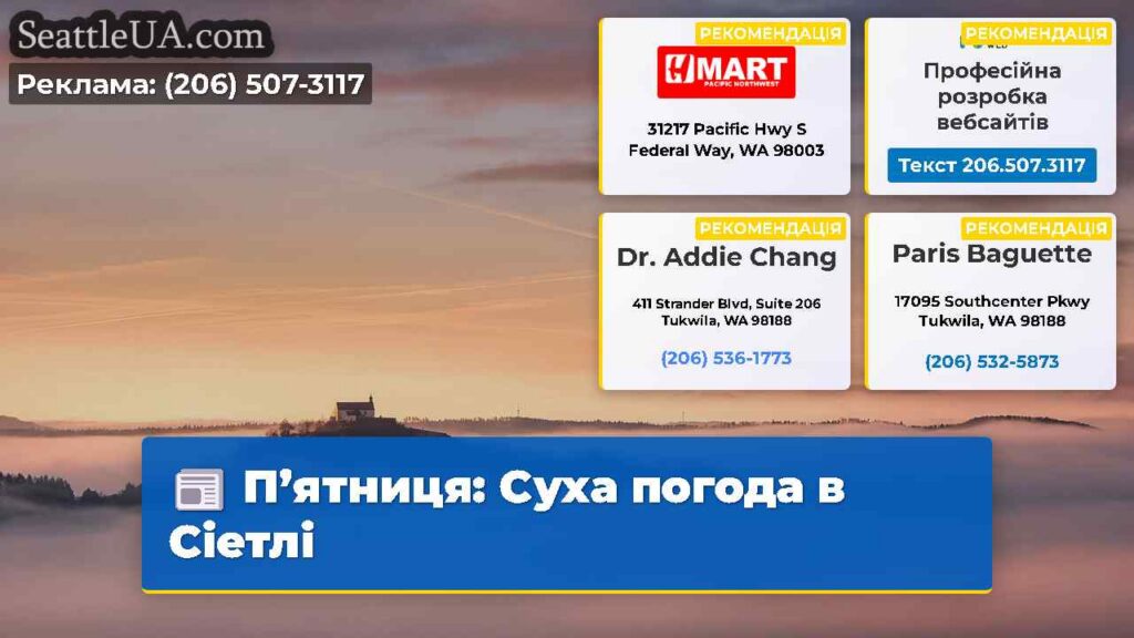 П’ятниця: Суха погода в Сіетлі