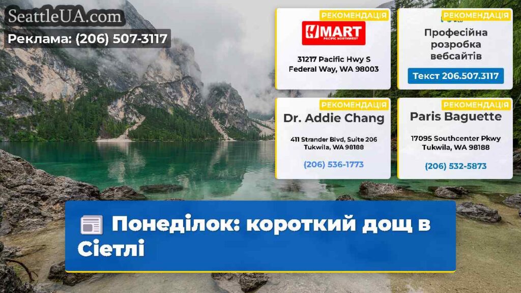 Понеділок: короткий дощ в Сіетлі