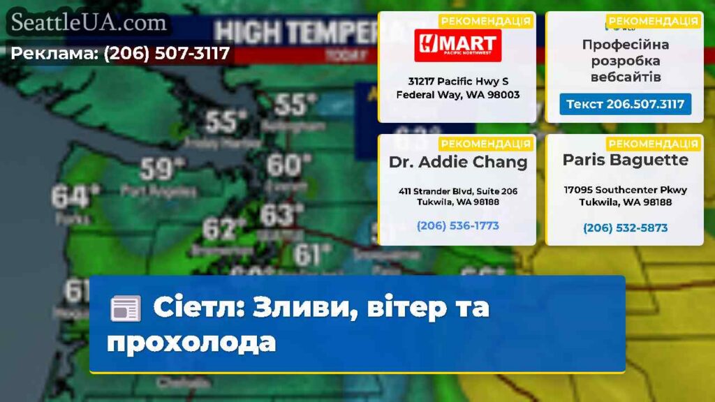 Сіетл: Зливи, вітер та прохолода