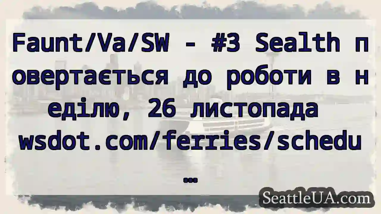 Faunt/Va/SW - #3 Sealth повертається до роботи в
