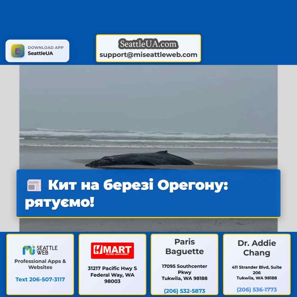 Кит на березі Орегону: рятуємо!