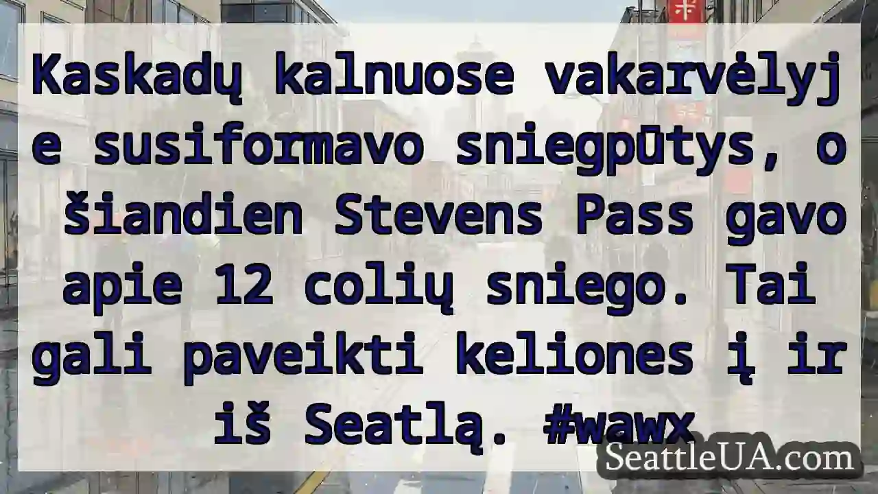 Sniego audra! Stevens Pass gavo 12 colių.