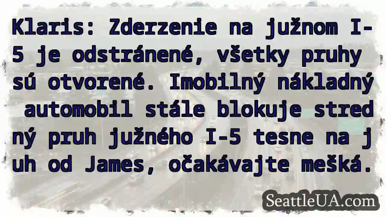 Zderzenie I-5 odstránené. Mešká!