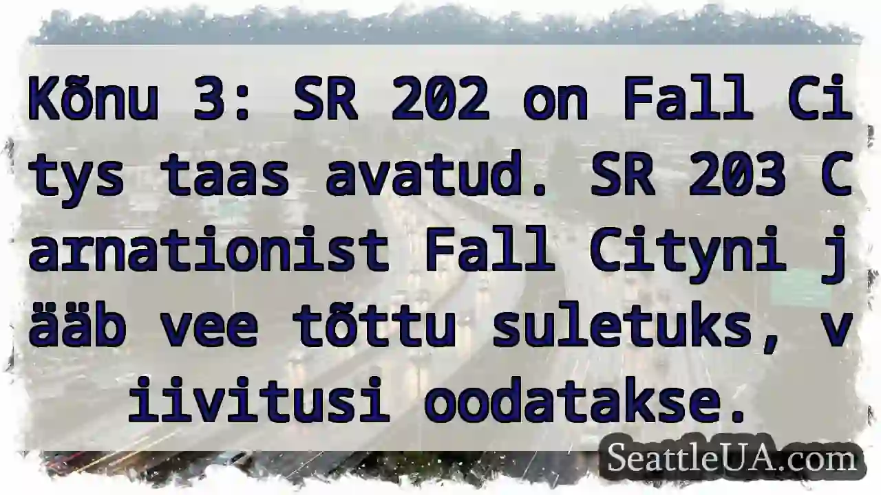SR 203 suletud! Viivitusi oodata.