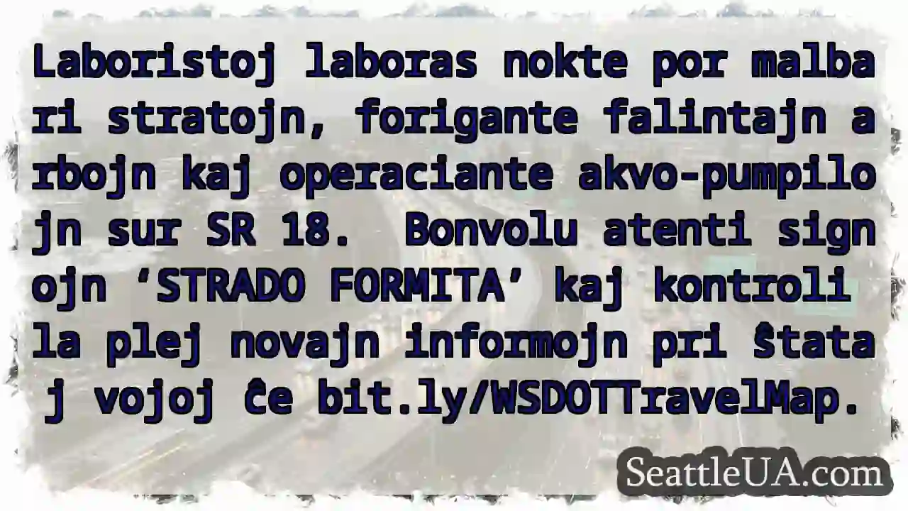 Stratoj malbariĝas! Atentu falintajn arbojn.