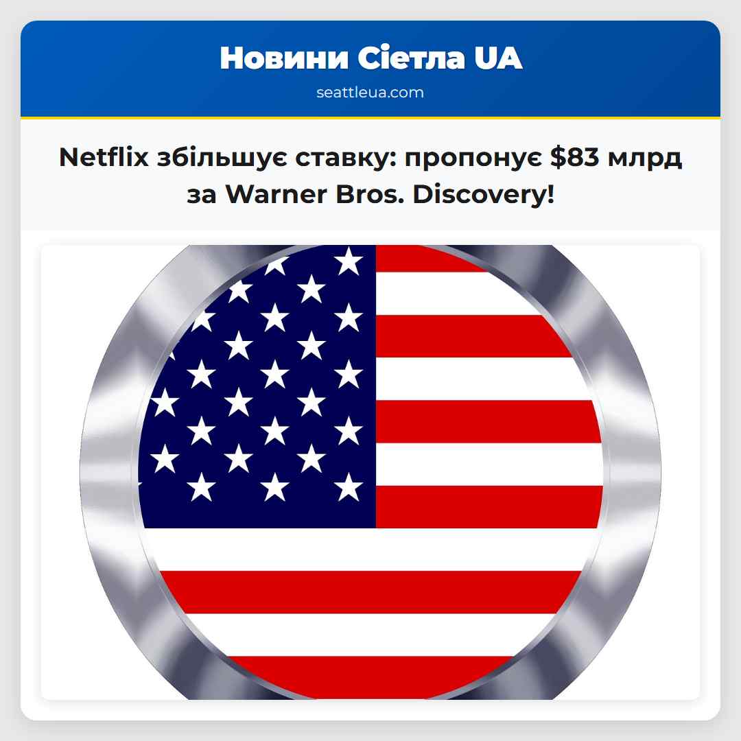 Netflix збільшує ставку: пропонує $83 млрд за