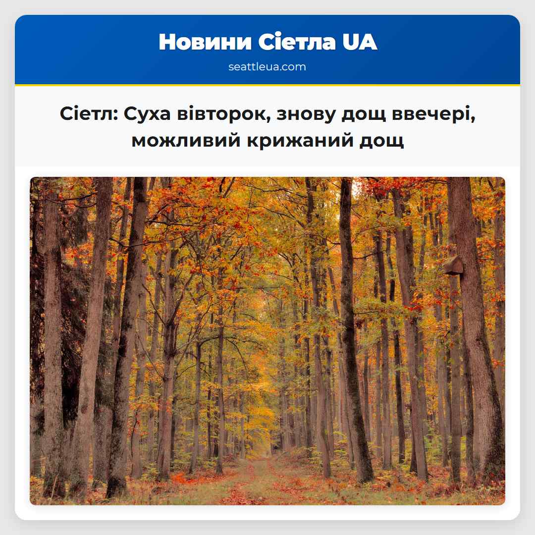 Сіетл: Суха вівторок, знову дощ ввечері, можливий