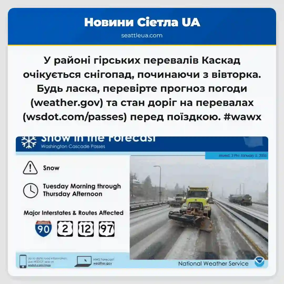Снігопад на Каскаді! Перевірте погоду та стан