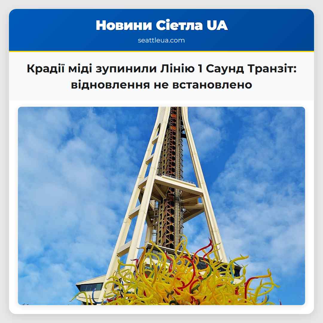 Крадії міді зупинили Лінію 1 Саунд Транзіт: