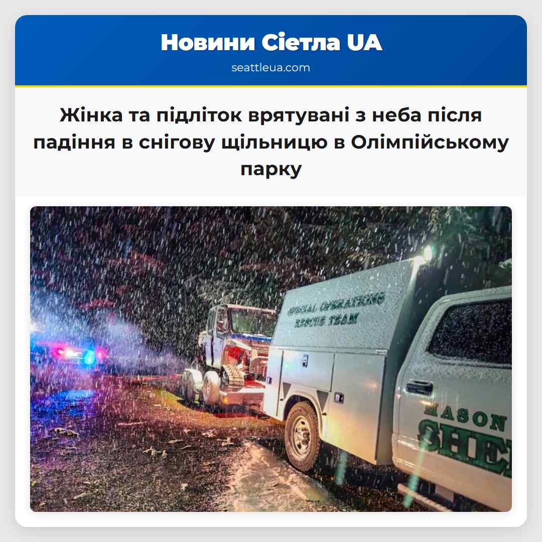 Жінка та підліток врятувані з неба після падіння